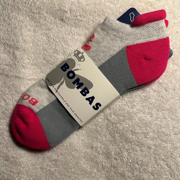 Bombas Color Block Ankle Socks - Gray & Magenta/Hot Pink - Ultimate Comfort with - Picture 1 of 1